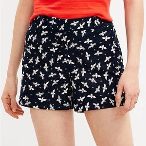 LOFT Curvy Riviera Shorts Dark Navy Bee Print New Never Worn Sz 14